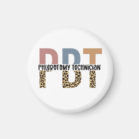 PBT Phlebotomie Techniker Leopard Print Magnet (Vorne)