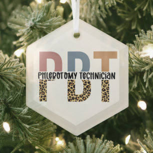 PBT Phlebotomie Techniker Leopard Print Ornament Aus Glas