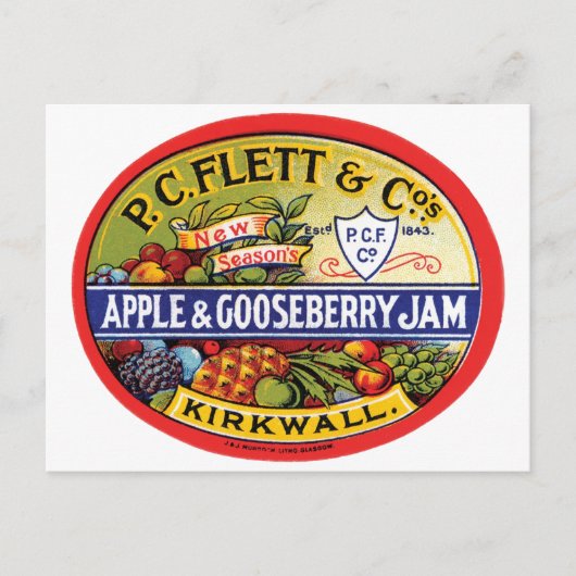 PC Flett & Cos. Apple & Gooseberry Jam Postkarte (Vorderseite)