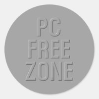 PC Free Zone graue große runde Aufkleber