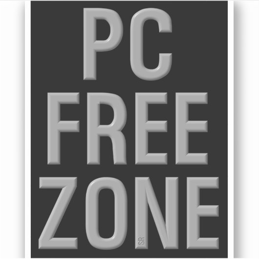 PC Free Zone schwarzer Konturaufkleber Aufkleber (Vorderseite)