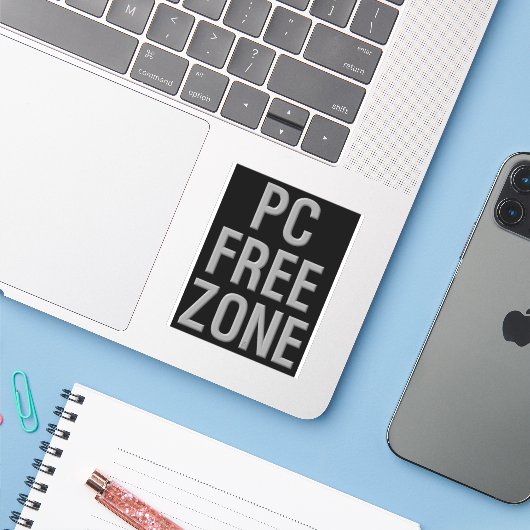 PC Free Zone schwarzer Konturaufkleber Aufkleber (Laptop mit iPhone)