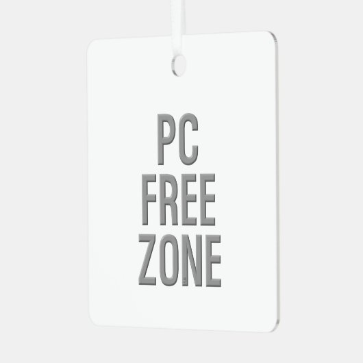 PC Free Zone White Metal Ornament (Vorderseite links)