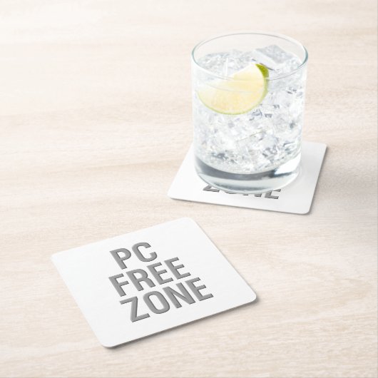 PC Free Zone Whitepaper-Untersetzer Rechteckiger Pappuntersetzer (Vor Ort)