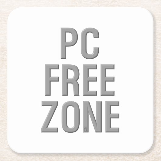 PC Free Zone Whitepaper-Untersetzer Rechteckiger Pappuntersetzer (Vorderseite)