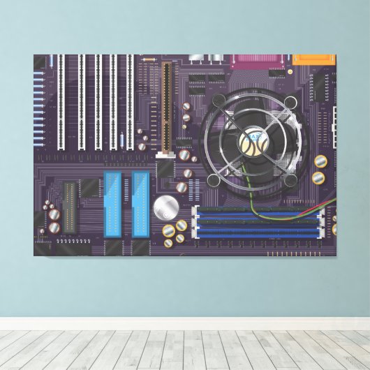 PC-Mainboard Leinwanddruck (Insitu (Holzboden))