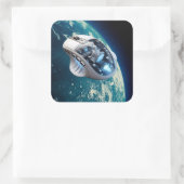 PC-Maus-Raumfahrzeug: Klicken Sie auf Erdumlaufbah Quadratischer Aufkleber (Tasche)