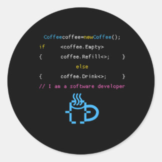 PC Programmcode Wifi Programm Kaffee Internet C Runder Aufkleber