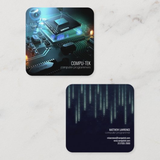 PC-Programmierkarte Quadratische Visitenkarte (Vorne/Hinten)