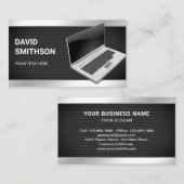 PC-Reparaturtechniker für Black Mesh Laptop Visitenkarte (Vorne/Hinten)