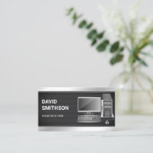 PC-Reparaturtechniker für Black Mesh PC Visitenkarte (Stehend Vorderseite)