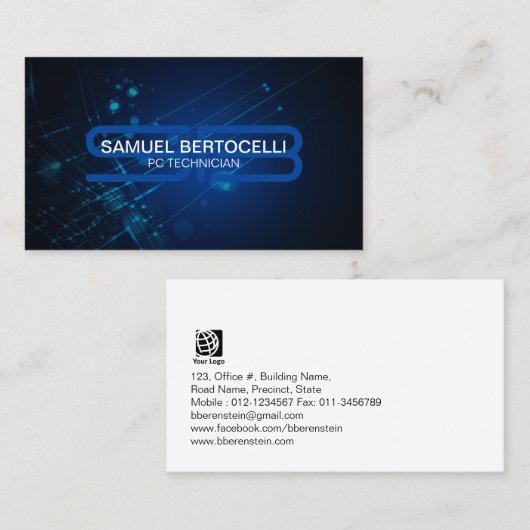 PC-Techniker kühne monogramm-Computerkreise Visitenkarte (Vorne/Hinten)