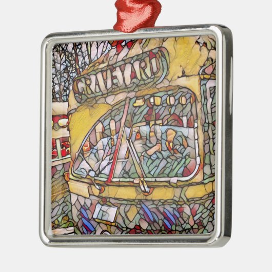 PCC Graveyard Stain Glass Square Ceramic Ornament (Links)