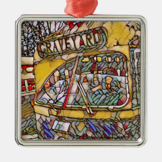 PCC Graveyard Stain Glass Square Ceramic Ornament Aus Metall