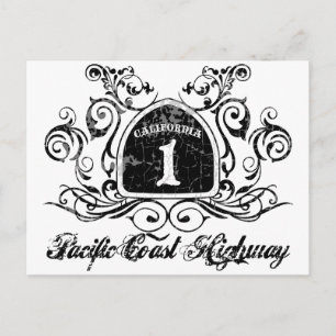 PCH Highway Sign - Grunge Postkarte