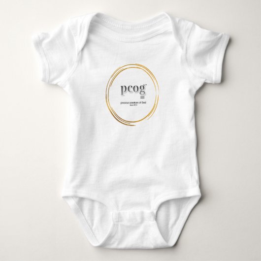 pcog baby bodysuit WHISPY GOLD CIR words+scripture Baby Strampler (Vorderseite)