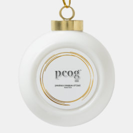 pcog WHISPY GOLD CIRCLES with phrase & scripture Keramik Kugel-Ornament