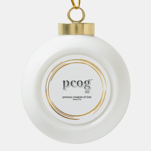 pcog WHISPY GOLD CIRCLES with phrase & scripture Keramik Kugel-Ornament (Vorderseite)