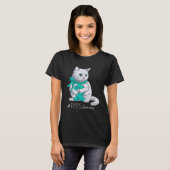 PCOS Awareness Month Teal Ribbon Cat T-Shirt (Vorne ganz)