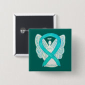 PCOS Awareness Ribbon Angel Custom Art Button (Vorne & Hinten)