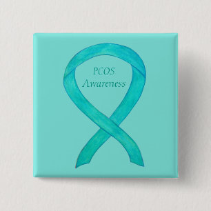 PCOS Awareness Ribbon Custom Art Button