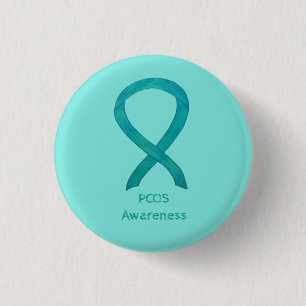 PCOS Awareness Ribbon Custom Art Button