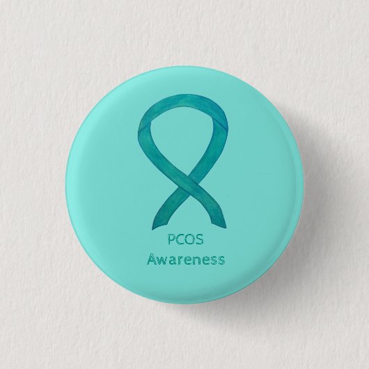 PCOS Awareness Ribbon Custom Art Button (Vorderseite)