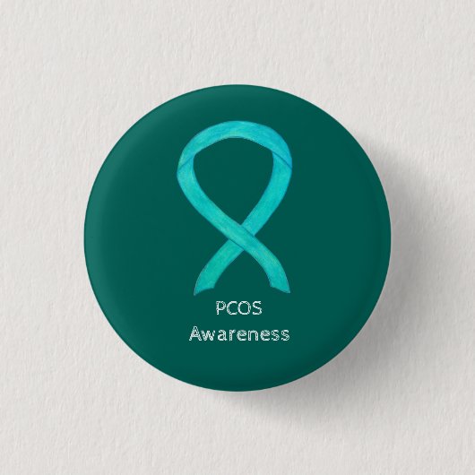 PCOS Awareness Ribbon Custom Art Button (Vorderseite)