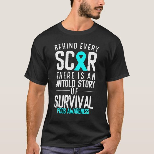 PCOS-Bewusstsein Hinter jeder Narbe Krieger Eierst T-Shirt (Vorderseite)