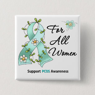 PCOS Bewusstsein trage ich aquamarines Band für Button