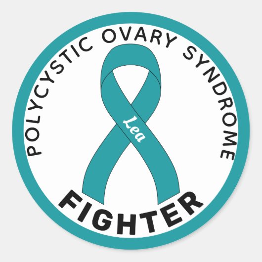 PCOS Fighter Ribbon White Round Aufkleber (Vorderseite)