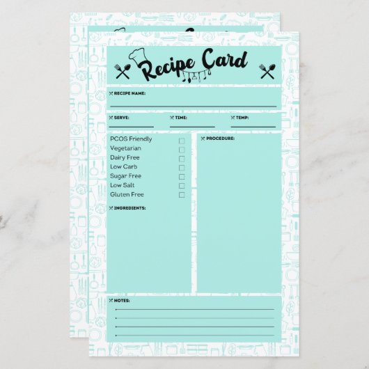 PCOS Friendly Recipe Card (Vorne/Hinten)