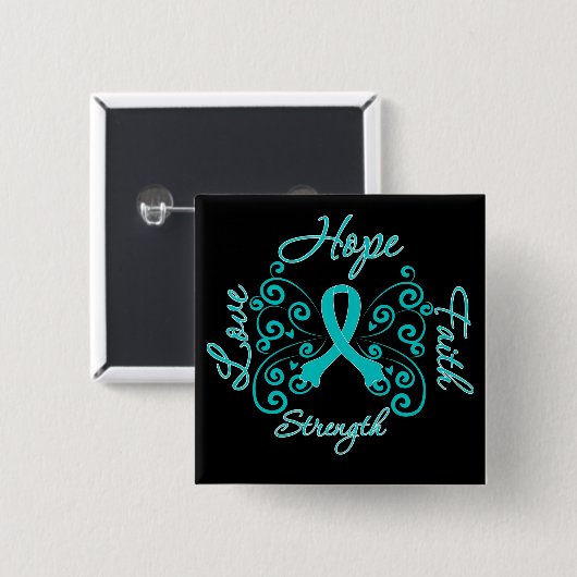 PCOS Hope Motto Butterfly Button (Vorne & Hinten)