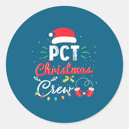 Pct Christmas Crew Fun Patient Care Tech Matching Runder Aufkleber (Vorderseite)