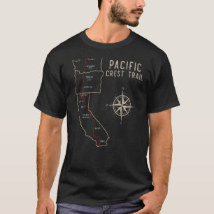 Pct Pacific Crest Trail Hiking Map T-Shirt