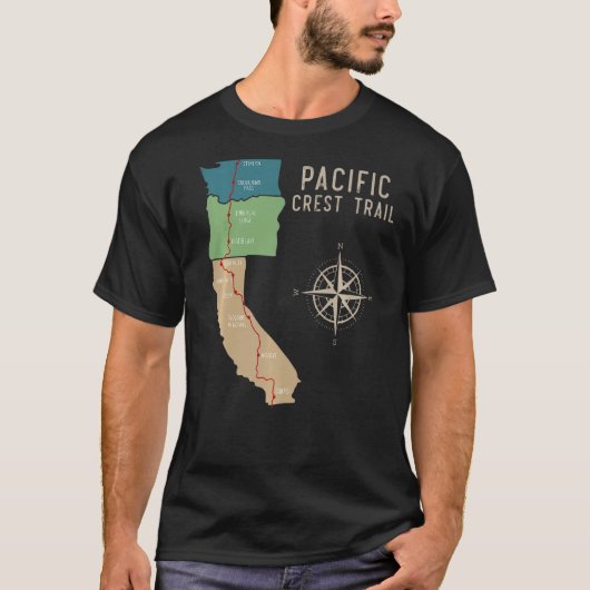 Pct Pacific Wappen Trail Wanderkarte 1 T-Shirt (Vorderseite)