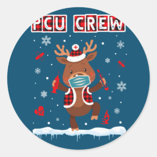 PCU Crew Buffalo Karierte Gesichtsmaske Reindeer N Runder Aufkleber