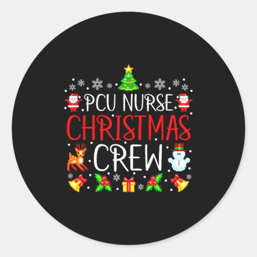 Pcu Nurse Christmas Crew Matching Xmas Runder Aufkleber (Vorderseite)