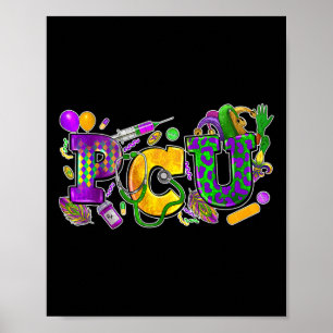 Pcu Nurse Mardi Gras Progressive Care Unit Pflege Poster