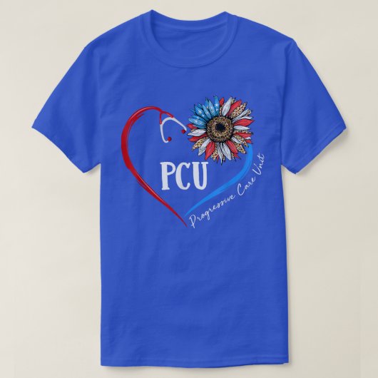 PCU Progressive Care Unit Sunflower Stethoscope He T-Shirt (Design vorne)