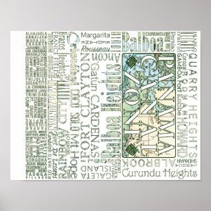 PCZ - Panamakanal-Zonen-Standorte mit Karte Poster