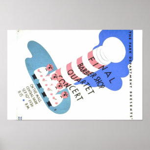 PD0052 Vintage Barber Shop Quartet Concert Poster. Poster