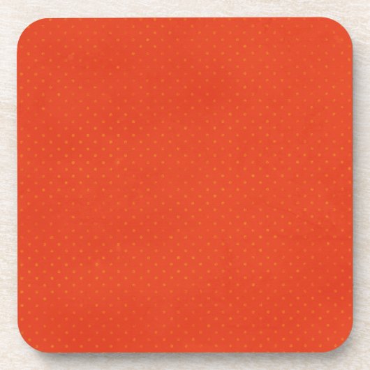 pd16red BRIGHT ORANGE POLKA DOT PATTERN RETRO TEMP Untersetzer (Vorderseite)