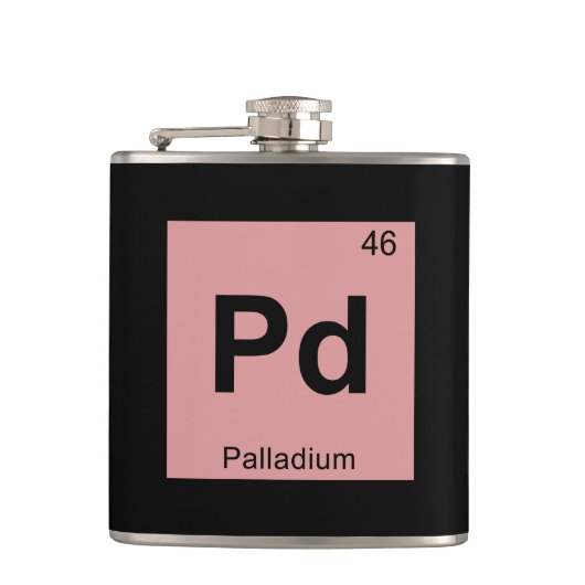 Pd - Palladium Chemistry Periodic Table Symbol Flachmann (Vorderseite)