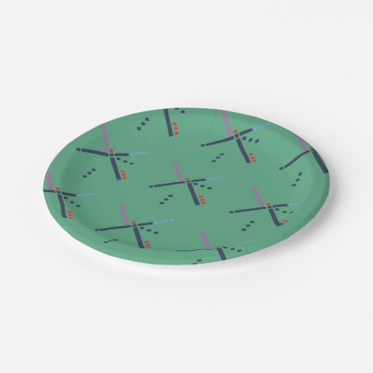PDX Flughafen-Teppich Pappteller (Schrägansicht)