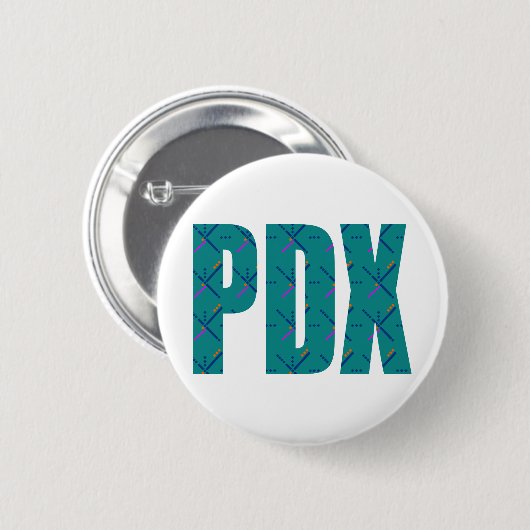 PDX Portland Flughafen-Teppich-Text Button (Vorne & Hinten)