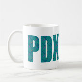 PDX Portland Flughafen-Teppich-Text Kaffeetasse (Links)