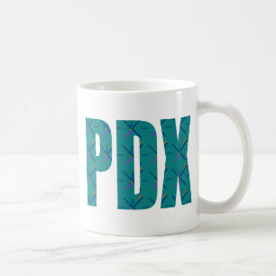 PDX Portland Flughafen-Teppich-Text Kaffeetasse