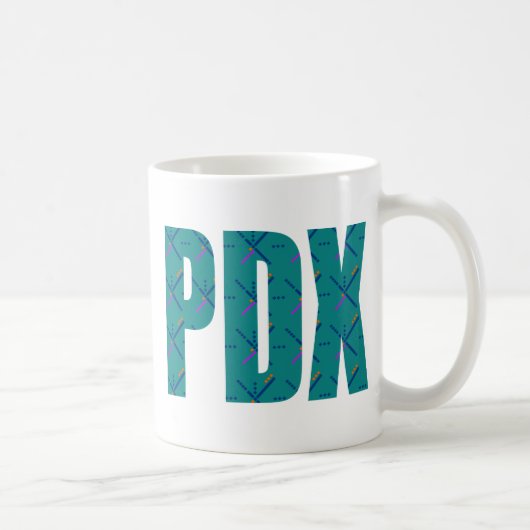 PDX Portland Flughafen-Teppich-Text Kaffeetasse (Rechts)