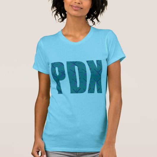PDX Portland Flughafen-Teppich-Text T-Shirt (Vorderseite)